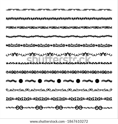 Hand drawn line doodle Marker vector border set 