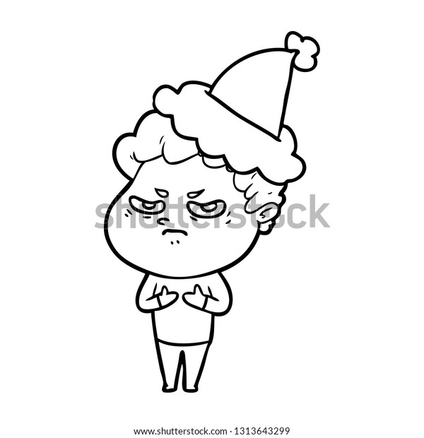 Hand Drawn Line Drawing Angry Man Stock Vector (Royalty Free ...