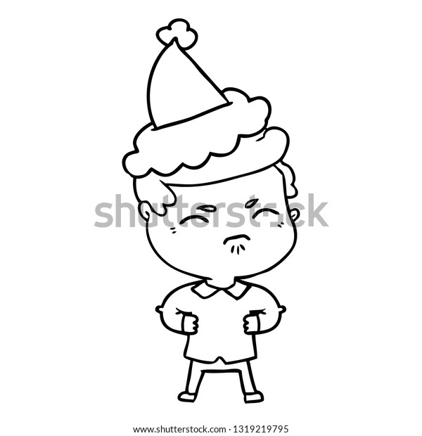 Hand Drawn Line Drawing Annoyed Man Stock Vector (Royalty Free ...