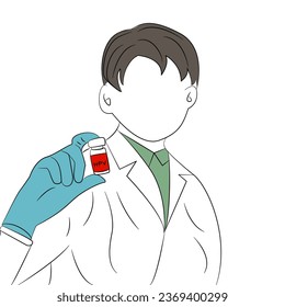 hand drawn line drawing, Concept Prevent HPV infection by vaccination before getting infected.