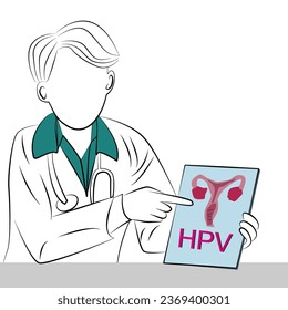 dibujo a mano, Concepto Evitar la infección por VPH mediante vacunación antes de infectarse.