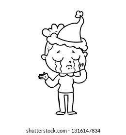 dibujo de una mujer llorando usando sombrero santa