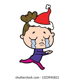 dibujo de una mujer llorando usando sombrero santa