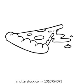 hand drawn line drawing doodle of a slice of pizza