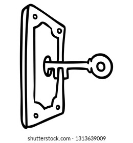 hand drawn line drawing doodle of a door handle