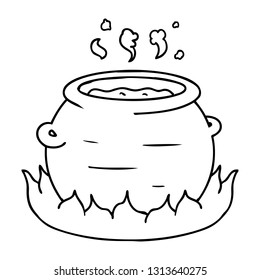 hand drawn line drawing doodle of a pot of stew