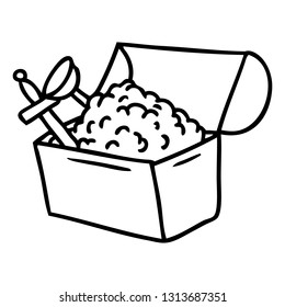 hand drawn line drawing doodle of a treasure chest