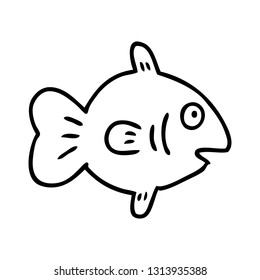 doodle de dibujo de línea dibujado a mano de un pez marino 