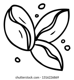 doodle dibujado a mano de tres granos de café