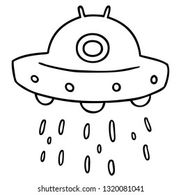 hand drawn line drawing doodle of an alien ship
