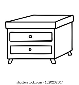 hand drawn line drawing doodle of a bedside table