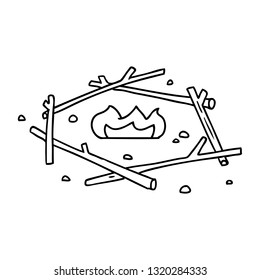 hand drawn line drawing doodle of a camp fire 