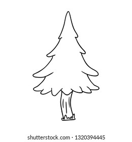 hand drawn line drawing doodle of woodland pine trees