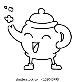 hand drawn line drawing doodle of a blue tea pot