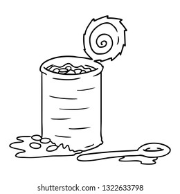hand drawn line drawing doodle of an opened can of beans