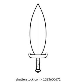 doodle de dibujo de línea dibujado a mano de un cuchillo mágico de hoja