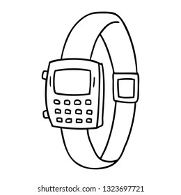 doodle de dibujo de línea dibujado a mano de un reloj retro
