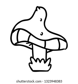 hand drawn line drawing doodle of a single mushroom