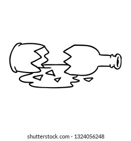 hand drawn line drawing doodle of a broken bottle 