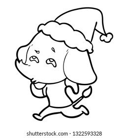 dibujo a mano de un elefante recordando llevar sombrero santa