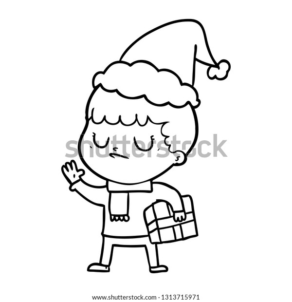 Hand Drawn Line Drawing Grumpy Boy Stock Vector (Royalty Free ...