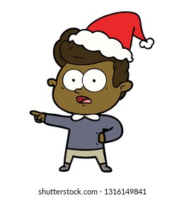 dibujo de una línea dibujada a mano de un hombre con sombrero de santa