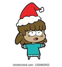 dibujo de una mujer cansada con sombrero santa