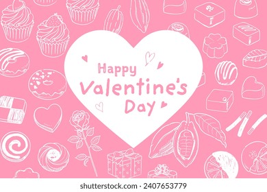 Hand drawn line drawing valentine banner