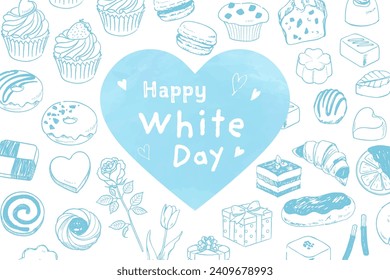 Hand drawn line drawing white day banner
