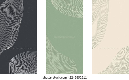 Hand drawn line element with absract a pattern vector. Oriental Black and green banner design, flyer or presentation in vintage style. Mountain landscape background.