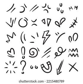 Hand drawn line emotion illustration vector collection  Doodle icons set element 