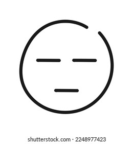Hand drawn line flat face. Emotionless face. White background. Eps 10.