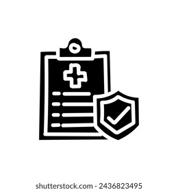 Línea dibujada a mano e icono de estilo plano del seguro de salud