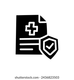 Hand drawn line and flat style icon of Health insurance