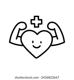 Hand drawn line and flat style icon of Better Health