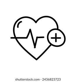 Línea dibujada a mano e icono de estilo plano de la atención sanitaria