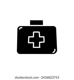 Línea dibujada a mano e icono de estilo plano del kit de primeros auxilios
