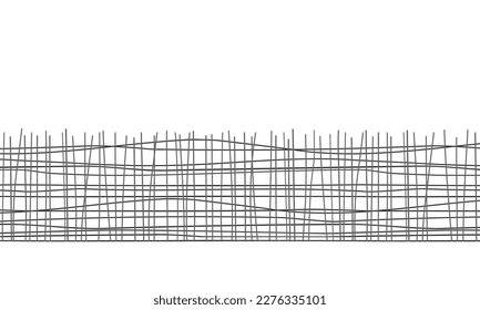 
Textura de contorno vectorial de la rejilla dibujada a mano, borde horizontal. Resumen del fondo vectorial de los hilos de discusión. Elemento de diseño para banner, tarjeta, afiche, identidad, diseño web.