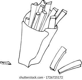Hand drawn line french fries snack fastfood junk food
