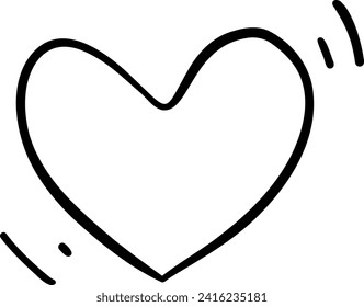 Hand drawn line heart on white background.