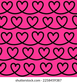 Hand drawn line of heart seamless pattern design for valentine’s day.