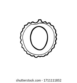 Hand drawn line icon of lychees fruit isolated on white background. Sweet tropical fruit. Simple minimal outline style. Logo design. Vector illustration