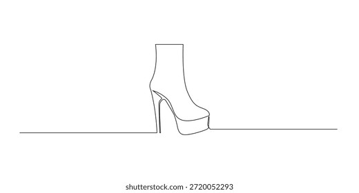 Handgezeichnete Linie Illustration von Frauen High Heel Schuhe, in einem kontinuierlichen Single Line-Stil für Mode, Eleganz und feminine Stil Konzepte gezeichnet.