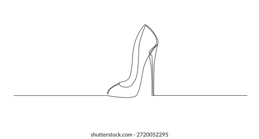 Handgezeichnete Linie Illustration von Frauen High Heel Schuhe, in einem kontinuierlichen Single Line-Stil für Mode, Eleganz und feminine Stil Konzepte gezeichnet.