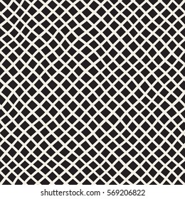 Hand Drawn Line Lattice. Abstract Freehand Background Design. Vector Seamless Black and White Pattern.