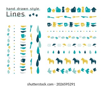 conjunto de material de línea dibujado a mano