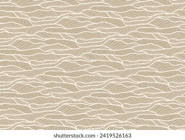 Hand drawn line pattern. Elegant abstract background in minimalist linear style. Trendy line art design element. Seamless Vector illustration. Textile Fashion Design.