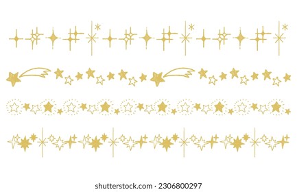 Hand drawn, line set of doodle stars, vector illustration.