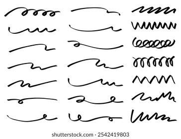 Hand drawn line sets, decorations, underlines