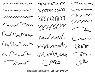 Hand drawn line sets, decorations, underlines